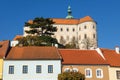 Mikulov Castle over red roofs, Mikulov town