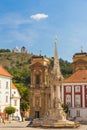 Mikulov town with Tanzberg sv. Kopecek background, Southern Moravia, Czech Republic