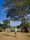 Mikumi, Tanzania - December 6, 2019: main entrances gate to Mikumi National Park. Vertical