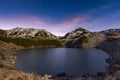 Mikurigaike pond in early morning with dramatic red and blue sky in the Tateyama, Royalty Free Stock Photo