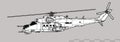 Mil Mi-24A Hind-B. Vector drawing of attack helicopter with. Royalty Free Stock Photo