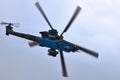 Mil Mi-28 Mi-28NM, codification of NATO: Havoc. Russian all-weather, day-night, military tandem, two-seat anti-armor Royalty Free Stock Photo