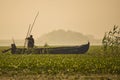 Mila 23, Romania, June the 17th 2023 Fisherman check the nets in the Danube Delta at sunrise