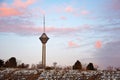 Milad Tower against dusky sky , Tehran