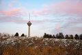 Milad Tower against dusky sky , Tehran