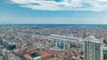 Milan aerial view of residential buildings and the central railway station in the business district timelapse Royalty Free Stock Photo