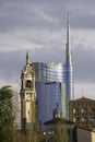 Milan: buildings of Porta Nuova seen from Cimitero Monumentale Royalty Free Stock Photo