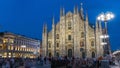 Milan Cathedral day to night timelapse Duomo di Milano is the gothic cathedral church of Milan, Italy. Royalty Free Stock Photo