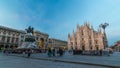 Milan Cathedral day to night timelapse Duomo di Milano is the gothic cathedral church of Milan, Italy. Royalty Free Stock Photo