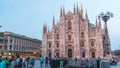 Milan Cathedral day to night timelapse Duomo di Milano is the gothic cathedral church of Milan, Italy. Royalty Free Stock Photo