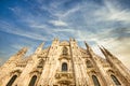 Milan Cathedral Duomo di Milano with blue sky and sunset light Royalty Free Stock Photo