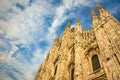 Milan Cathedral Duomo di Milano with blue sky and sunset light Royalty Free Stock Photo