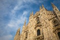 Milan Cathedral Duomo di Milano with blue sky and sunset light Royalty Free Stock Photo