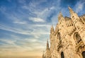 Milan Cathedral Duomo di Milano with blue sky and sunset light Royalty Free Stock Photo