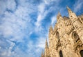 Milan Cathedral Duomo di Milano with blue sky and sunset light Royalty Free Stock Photo