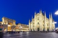 Milan Cathedral Duomo di Milano church and Galleria Vittorio Emanuele travel traveling holidays vacation town at twilight in Italy Royalty Free Stock Photo