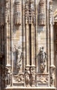 Milan Cathedral Duomo di Milano close-up, Milan, Italy. Detail of luxury facade with marble statues and reliefs. Milan Cathedral Royalty Free Stock Photo