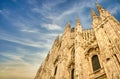 Milan Cathedral Duomo di Milano with blue sky and sunset light Royalty Free Stock Photo
