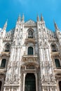 Milan Cathedral Duomo di Milano detail, Italy. It is top landmark of Milan. Luxury facade of Milan Cathedral close-up Royalty Free Stock Photo