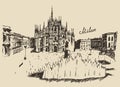 Milan Cathedral Duomo di Milano Italy hand drawn Royalty Free Stock Photo