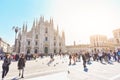 Milan Cathedral or Duomo di Milano in Piazza del Duomo at Sunrise Royalty Free Stock Photo