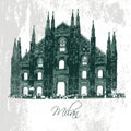 Milan Cathedral. Gothic architecture. Vector