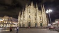 Milan Cathedral night timelapse hyperlapse Duomo di Milano is the gothic cathedral church of Milan, Italy. Royalty Free Stock Photo