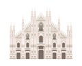 Milan Cathedral, Italy. Vector illustration. Royalty Free Stock Photo