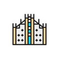 Milan Cathedral, landmark of Milan, Italy flat color line icon.