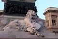 Milan Cathedral and monument of lion statue