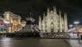 Milan Cathedral night timelapse Duomo di Milano is the gothic cathedral church of Milan, Italy. Royalty Free Stock Photo