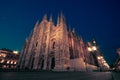 Milan Cathedral, Piazza Duomo at night, Milan, Lombardy, Italy. Royalty Free Stock Photo