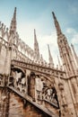 Milan Cathedral roof gallery. Flamboyant style of late Gothic architecture Royalty Free Stock Photo