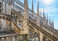 Milan Cathedral roof, Italy, Europe. Milan Cathedral or Duomo di Milano is top landmark of Milan city. Beautiful Gothic Royalty Free Stock Photo