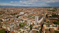 Milan City Court view from above. Milan cityscape against a background of blue sky, view from above in sunny weather Royalty Free Stock Photo