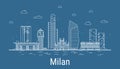 Milan city, Line Art Vector illustration