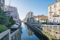 Milan city at the Navigli, Naviglio Pavese, Italy