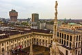 Milan city panorama and Duomo di Milano spires Italy