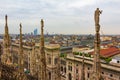 Milan city panorama and Duomo di Milano spires Italy