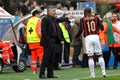 The Milan coach, Carlo Ancelotti and Clarence Seedorf during the match