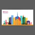 Milan colorful architecture illustration.