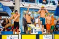 MILAN - DECEMBER 23: F. Magnini ( white cap) in Swimming Meet