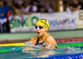 MILAN - DECEMBER 23: Giulia Rosa (Italy) performing breaststroke in Swimming Meeting Brema Cup on December 23, 2014 in Milan