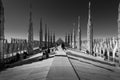 Milan Duomo roof terrace Italy black and white image Royalty Free Stock Photo