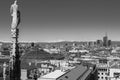 Milan Duomo roof terrace view Italy  black and white image Royalty Free Stock Photo