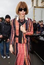 Anna Wintour poses for photographers before Tod`s fashion show, Milan Fashion Week Day 3 street style on