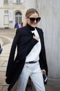 Olivia Palermo before Tod`s fashion show, Milan Fashion Week street style on February 24, 2017 in Milan