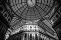 Milan Galleria Vittorio Emanuele dome black and white image