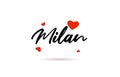 Milan handwritten city typography text with love heart