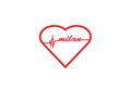 Milan heart rate pulse love symbol city Royalty Free Stock Photo